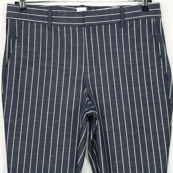 Gap Signature Skinny Ankle Pants Blue White Striped Stretch‎ 12 x 27 - Picture 5 of 12